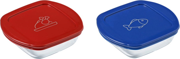 Set van vierkante glazen bakjes PYREX 2 stuks 0,3 l