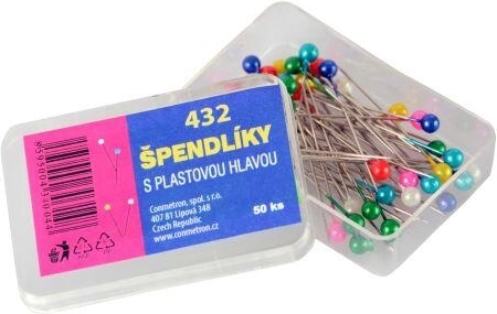 Bürostecknadeln mit runden Köpfen, Farbmix, 50 Stk.