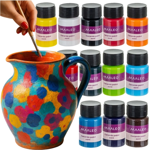 Maaleo ensemble de peintures pour verre et céramique 12 couleurs (12×20 ml)