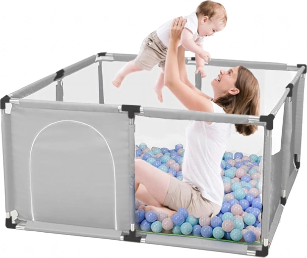Zusammenklappbares Kinderlaufgitter mit Bällebad 126 × 126 cm - 1 Stück