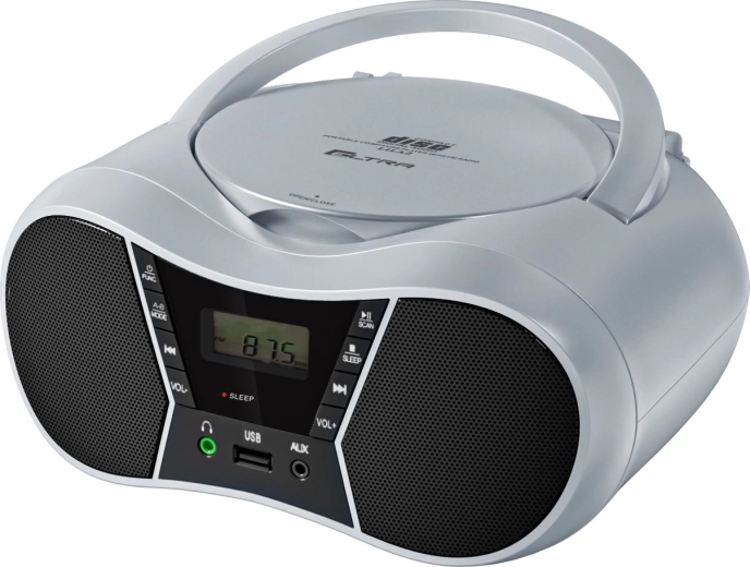Portable CD/MP3 Radio Player with USB and Bluetooth – Silver