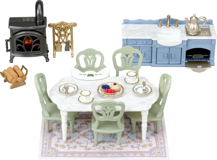 Sylvanian Families Elegant Dining Room with Fireplace