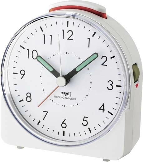 TFA Sunrise radio-controlled analog alarm clock white