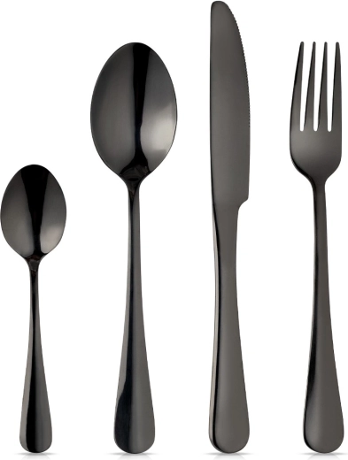 Besteckset Vilde aus Edelstahl, schwarz, 16 Stk. für 4 Personen