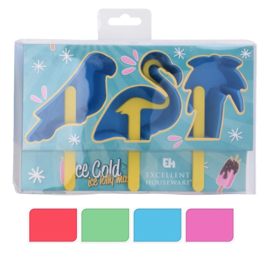 Plastic popsicle molds with animal motifs, 3 pcs