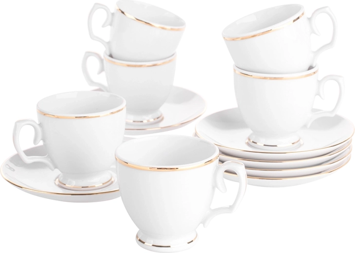 Mariapaula Klasyka Złota Linia – ensemble de tasses à espresso avec soucoupes 100 ml (12 pièces)