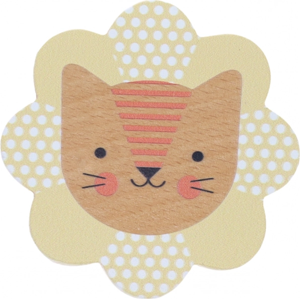 Petit Collage hochet en bois petit lion