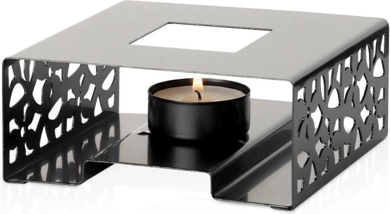 Theewarmer van roestvrij staal zwart 12 × 12 cm