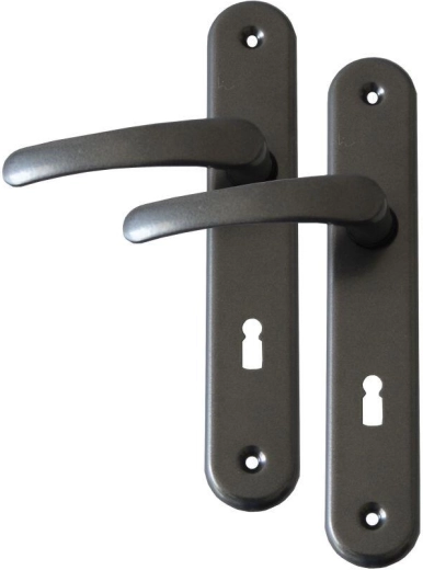 MICHAELA Door Hardware handle with cylinder, 72 backset, grey