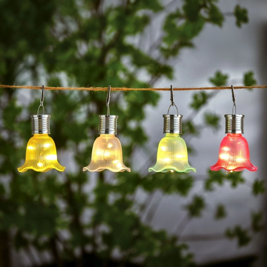 Hangende solarbloem met 3 warmwitte leds - 1 stuk