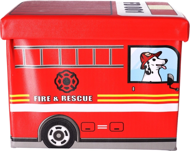Coffre à jouets avec pouf - Camion de pompiers