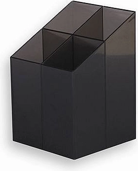 ICO plastic desk organizer for writing supplies, 4-compartment, smoke transparent