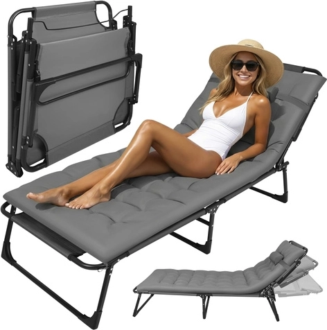 Folding garden lounger with pillow 190 × 68 cm TRIZAND
