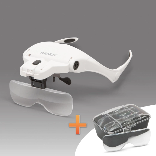 Loupe frontale avec éclairage LED et jeu de lentilles