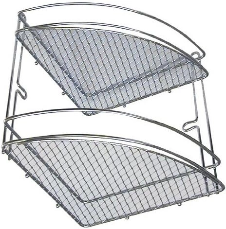 Eckige zweistöckige Badezimmerablage aus Chrom 20,5 × 20,5 × 26 cm