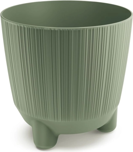 Cache-pot avec pieds, diamètre 19,5 cm, vert terre