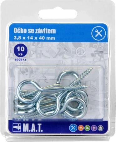 Gesloten oog met schroefdraad 40 × 14 × 3,8 mm, verzinkt (10 stuks)