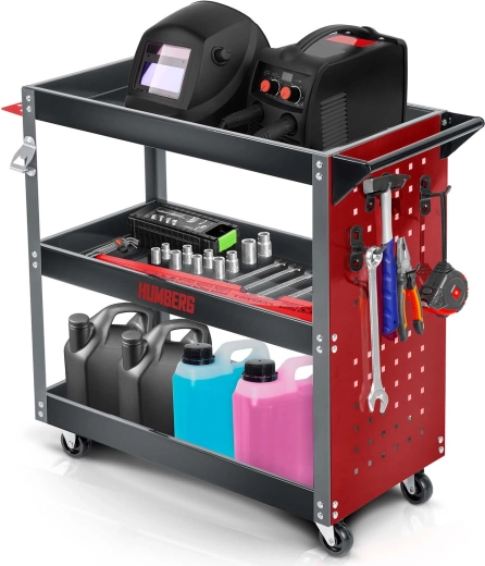 HUMBERG workshop tool cart with 3 shelves, 300 kg