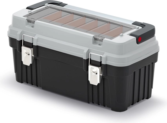OPTIMA Tool Box with Locks and Dividers, Gray, 540 × 278 × 269 mm