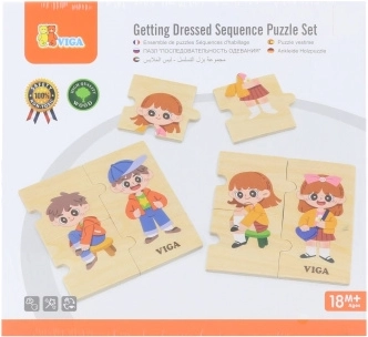 VIGA Houten educatieve puzzel Kinderen aankleden