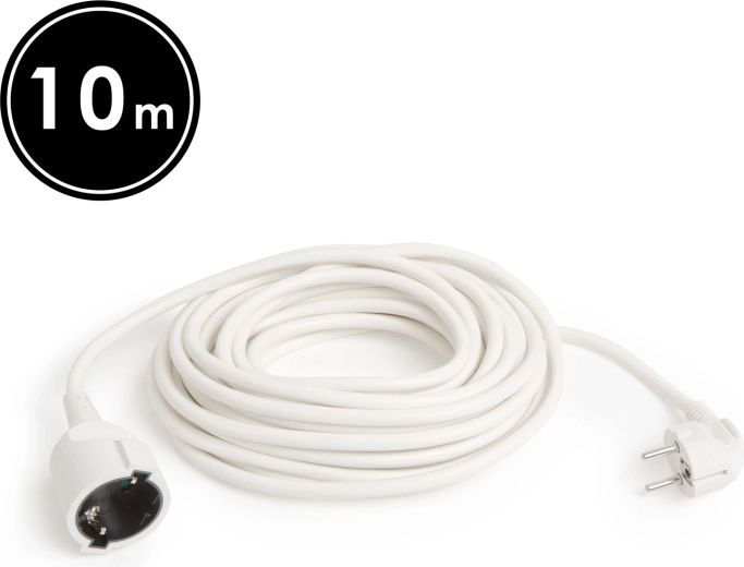 Witte verlengkabel van 10 m met Schuko-stopcontact