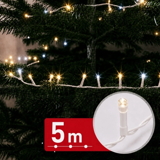 Guirlande lumineuse LED avec effet stalactites, 5 m, 250 LED, blanc chaud et blanc froid