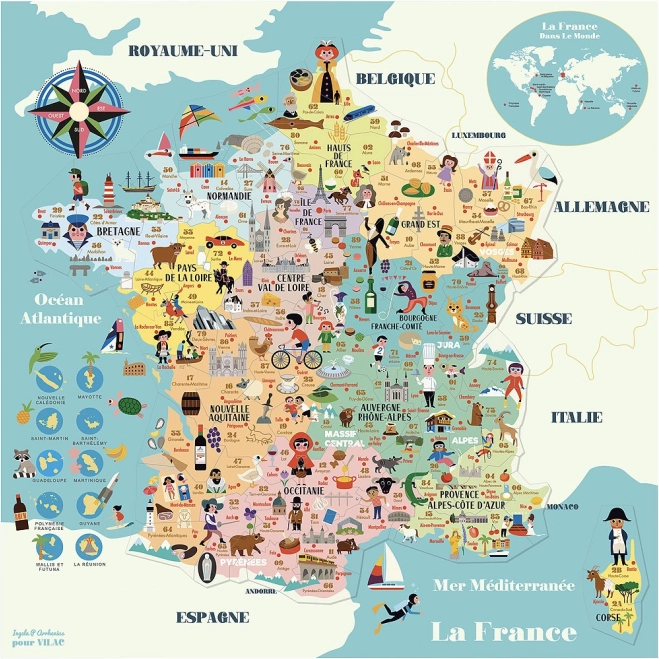 Vilac Magnetic Wooden Map of France