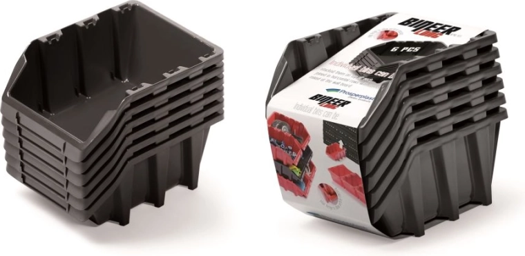 Set van opbergboxen BINEER Long, 6 stuks, zwart