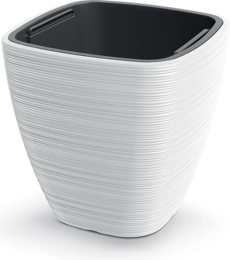 Vena Square Planter 29 cm White with Insert