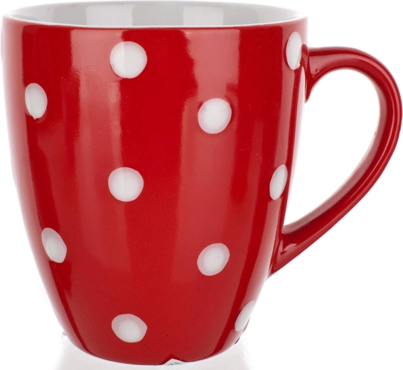 Ceramic mug Baňák with polka dots 400 ml – red