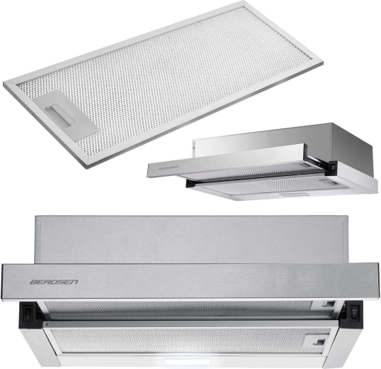 Telescopic kitchen extractor 50 cm stainless steel BERDSEN BT-233 with LED lighting