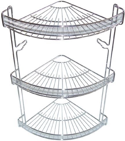 Eck-Badezimmerregal, 3 Ebenen, Chrom, 22 × 22 × 47 cm
