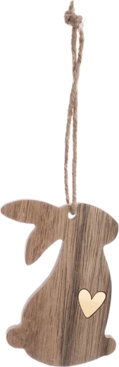 Lapin suspendu en bois marron 10 cm
