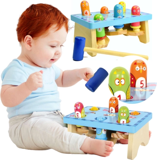 Wooden Pounding Bench BIRDS Small Foot