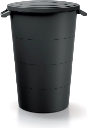 Plastic container with lid and handles 160 L – recycled black