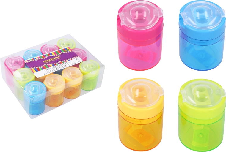 Taille-crayon transparent pour deux crayons avec réservoir - 1 pièce