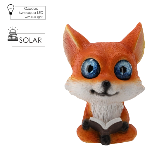 Figurine de jardin renard avec éclairage LED solaire 22 × 16,5 × 28 cm