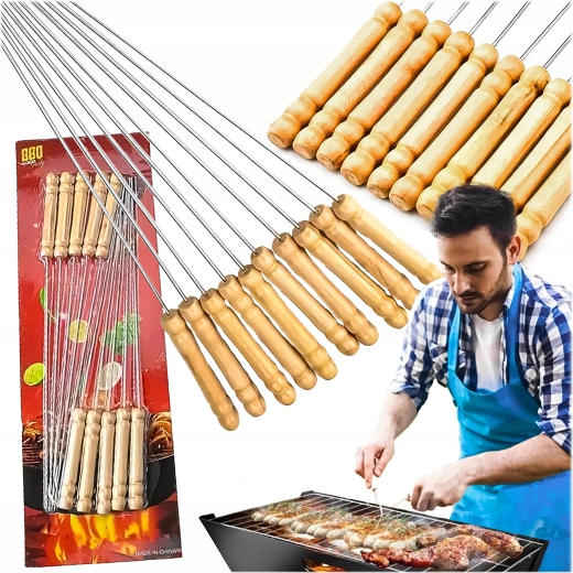 Brochettes métalliques pour barbecue, 10 pcs, 30 cm