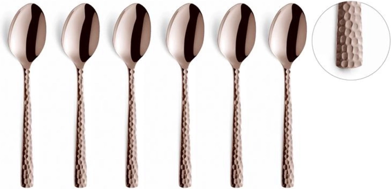 Roestvrijstalen mokkalepeltjes Amefa Felicity, 6 stuks, roze