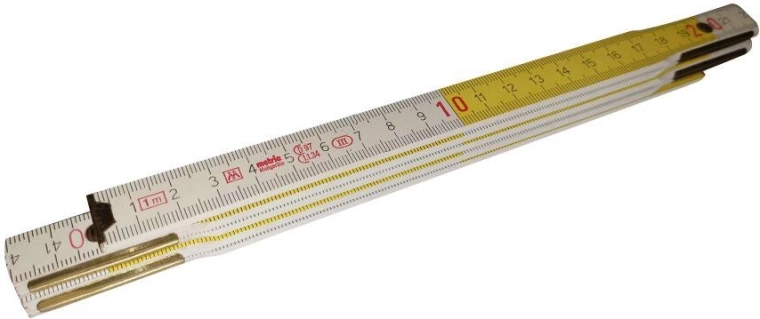 Klappbarer Holz-Maßstab 1 m, weiß/gelb