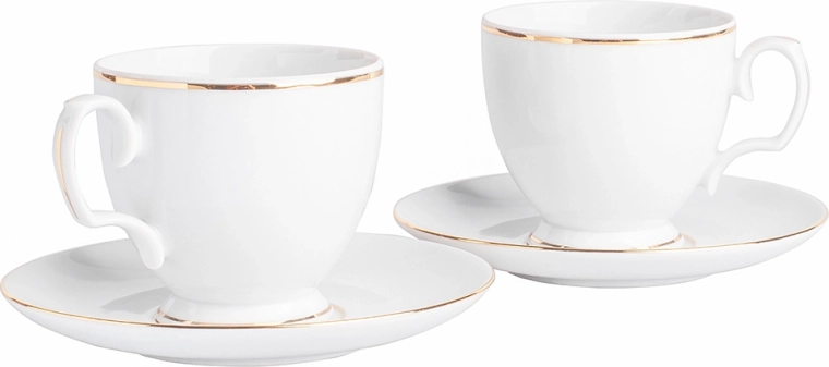 MARIAPAULA Klassik goldene Linie Kaffeeschalenset mit Untertassen