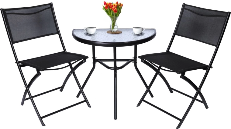 Opvouwbare tuin-bistroset – tafel en 2 stoelen