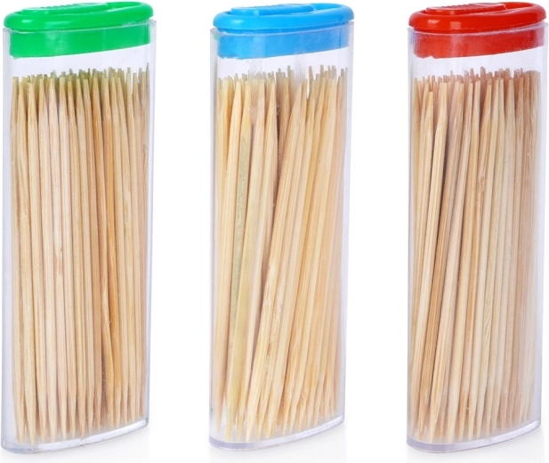 Cure-dents en bambou avec distributeur 3×80 pcs