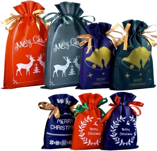 Ruhhy Christmas Gift Bags, Set of 8, Textile