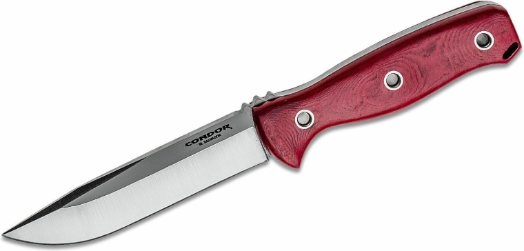 Outdoor Knife Condor Bushcraft Bliss, 12.2 cm, Red Micarta, Kydex + Leather Sheath