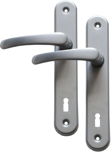 MICHAELA door hardware handle with keyhole 90 mm silver
