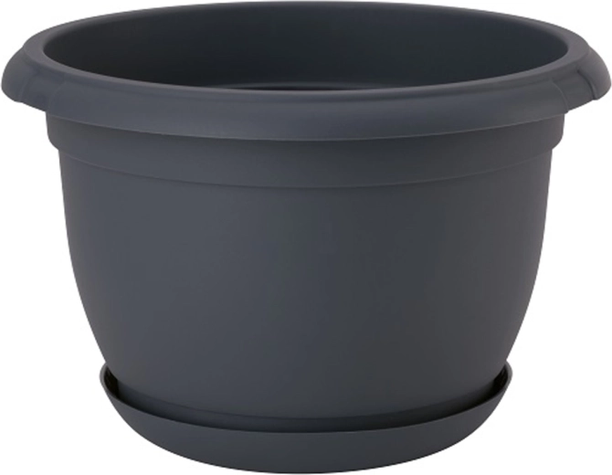Pot de fleurs Malta 21 cm anthracite avec soucoupe