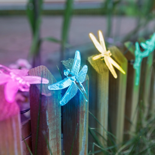Solar-LED-lichtslinger met vlinders 2 m, 10 gekleurde leds