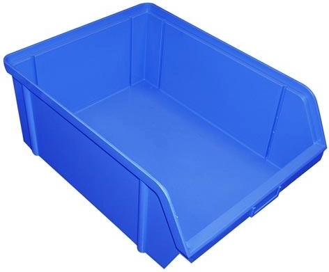 Bac de rangement biseauté 10 kg, 200 × 150 × 122 mm, plastique bleu