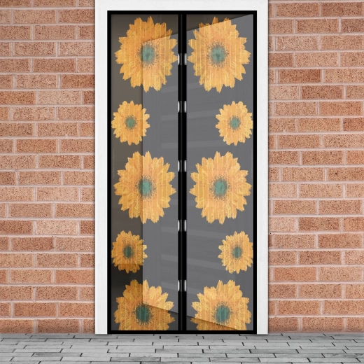 Magnetisch vliegengordijn voor deuren met zonnebloemen